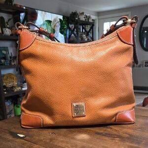 Dooney & Bourke Cognac Pebble Leather Hobo Bag Great Everyday Bag Roomy